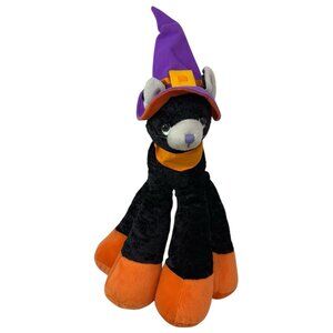 LARGE 16" Bestever Big Funny Feet Black Witch Cat Halloween Black Orange HTF